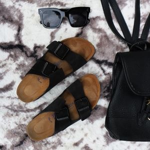Black Suede Arizona Birkenstock Sandals